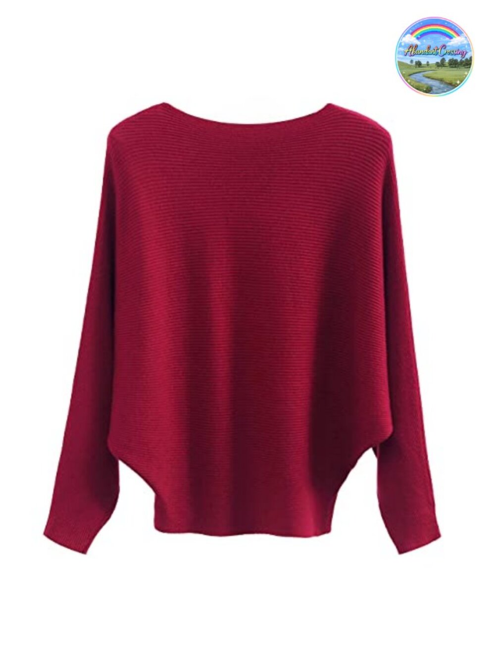 Oversized Ribbed Knit Boat Neck Batwing Dolman Sweater Pullover